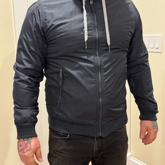 Navy windbreaker with cotton inside - Picture 2 of 5